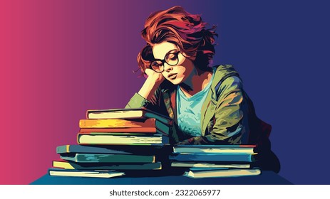 Knowledge Oasis: University Student Surrounded by Books