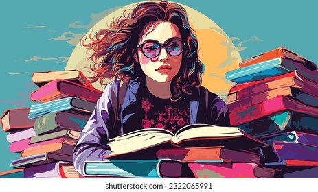 Knowledge Oasis: University Student Surrounded by Books