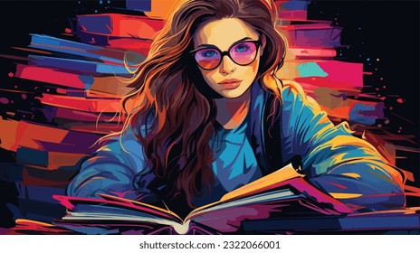 Knowledge Oasis: University Student Surrounded by Books
