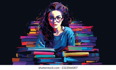 Knowledge Oasis: University Student Surrounded by Books