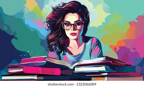 Oasis del conocimiento: Estudiante universitario rodeado de libros