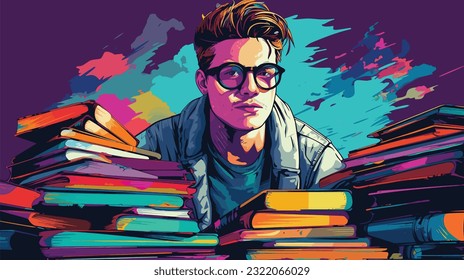 Knowledge Oasis: University Student Surrounded by Books