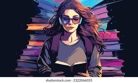 Knowledge Oasis: University Student Surrounded by Books