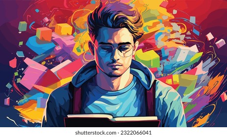 Knowledge Oasis: University Student Surrounded by Books