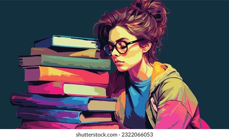 Knowledge Oasis: University Student Surrounded by Books