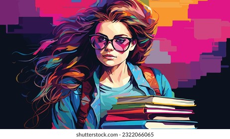 Knowledge Oasis: University Student Surrounded by Books