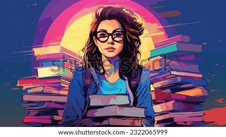 Knowledge Oasis: University Student Surrounded by Books