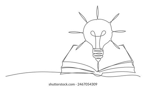Knowledge One line drawing isolated on white background