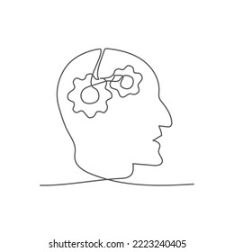 Knowledge One line drawing on white background