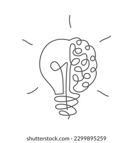 Knowledge One line drawing on white background