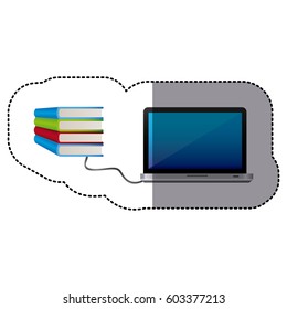 knowledge online in computer books, vector illustration design