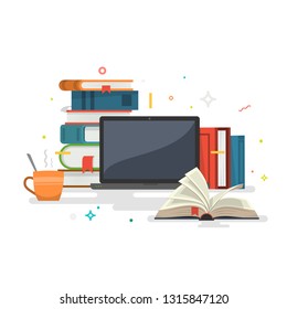 Knowledge. Online education. Vector illustration.