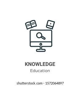 Knowledge outline vector icon. Thin line black knowledge icon, flat vector simple element illustration from editable online learning concept isolated on white background