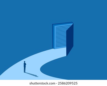Knowledge Outside the Book, Businessman Standing Looking at the Path to Book