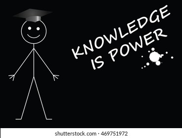 Knowledge is power message on black background with copy space for own text