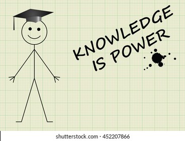 Knowledge is power message on graph paper background with copy space for own text