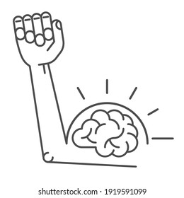 knowledge is power - strong analytical skills illustration , brain in biceps
