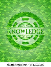 Knowledge realistic green emblem. Mosaic background