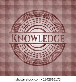 Knowledge red seamless polygonal badge.