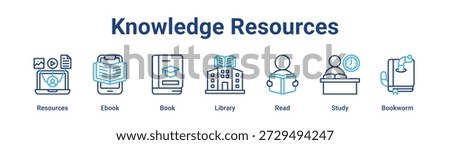 Knowledge Resources web banner icon vector illustration concept for education with icon of Resources, Ebook, Book, Library, Read.