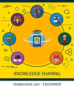 Knowledge sharing flat icons concept. Vector illustration. Element template for design.