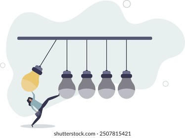 Knowledge sharing or skill transfer to inspire team, idea or creativity to motivate people or career improvement concept.flat design with people.