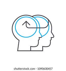 Knowledge sharing vector thin line stroke icon. Knowledge sharing outline illustration, linear sign, symbol concept.