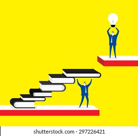 Knowledge is a shortcut for ideas, businessmen, books, lightbulb