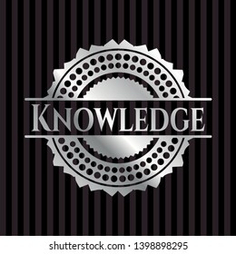 Knowledge silver shiny emblem]. Vector Illustration. Mosaic.
