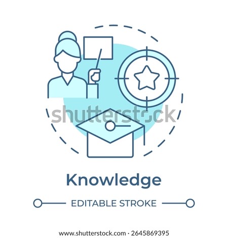 Knowledge soft blue concept icon. Acquire information, tools and training. ADKAR model. Business development strategy. Round shape line illustration. Abstract idea. Graphic design. Easy to use