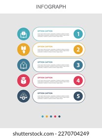 Wissen, Fach, Lernen, Bildung, Wissenschaft, Symbole Infografische Design Layout Vorlage. Kreatives Präsentationskonzept mit 5 Schritten