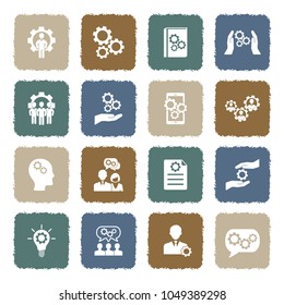 Knowledge And Thinking Icons. Grunge Color Flat Design. Vector Illustration.