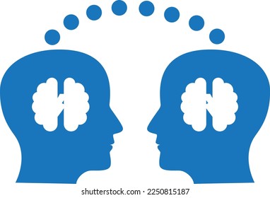 Knowledge transfer icon, artificial intelligence icon blue vector