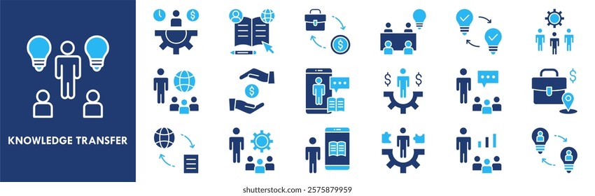 Knowledge Transfer icon collection set. Containing design knowledge, transfer, teamwork, idea, education