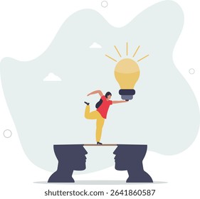 Knowledge transfer or idea sharing between employee or teamwork, skill training or work transition concept. character life .