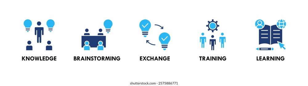 Knowledge Transfer web icon illustration concept with icon of knowledge, brainstorming, exchange, training, and learning