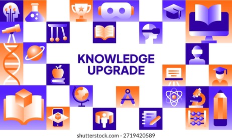 Knowledge Upgrade Education Icons Tile Pattern Vector - Learning and Study Symbols Background