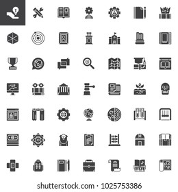 Knowledge vector icons set, modern solid symbol collection, filled style pictogram pack. Education signs, logo illustration. Set includes icons as anthropology, chemistry, geography, engineering