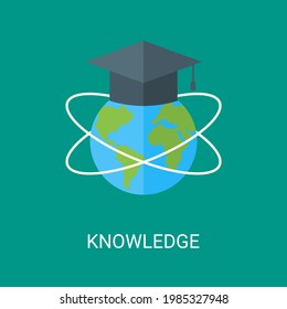 Knowledge vector illustration background in flat style. Suitable for web banners, social media, postcard, presentation and many more.