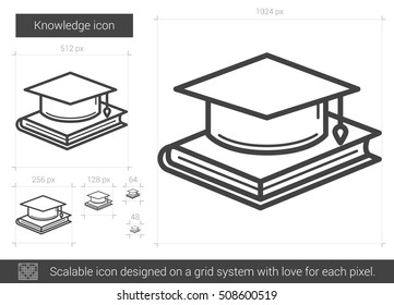 Knowledge vector line icon isolated on white background. Knowledge line icon for infographic, website or app. Scalable icon designed on a grid system.