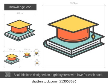 Knowledge vector line icon isolated on white background. Knowledge line icon for infographic, website or app. Scalable icon designed on a grid system.