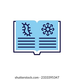 Knowledge of virology related vector icon. Open book with virus information. Knowledge sign. Isolated on white background. Editable vector illustration