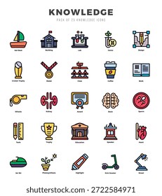 Iconos web de conocimiento en estilo de color lineal.