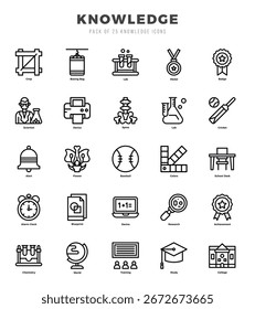 Ícones da Web de conhecimento em estilo linear.