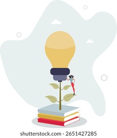 Conhecimento, sabedoria para criar nova ideia, criatividade ou inovação a partir da leitura de livros. vida de caráter .