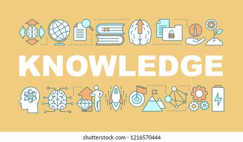 Knowledge word concepts banner. Solution searching. Presentation, website. Brainstorming. Ideas generation. Isolated lettering typography idea with linear icons. Vector outline illustration