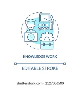 Knowledge work turquoise concept icon. Professional growth. Lifelong learning abstract idea thin line illustration. Isolated outline drawing. Editable stroke. Arial, Myriad Pro-Bold fonts used