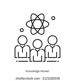 icono del trabajador del conocimiento. Diseño de icono de estilo de esquema aislado en fondo blanco