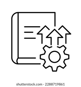 Knowledge-Based Productivity, Intellectual Mechanization, Smart Learning, Book-Based Innovation, Innovative Learning vector line icon with editable stroke.