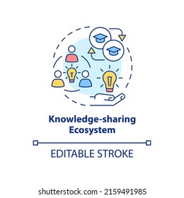 Knowledge-sharing ecosystem concept icon. Trendy skill to learn abstract idea thin line illustration. Exchange experience. Isolated outline drawing. Editable stroke. Arial, Myriad Pro-Bold fonts used